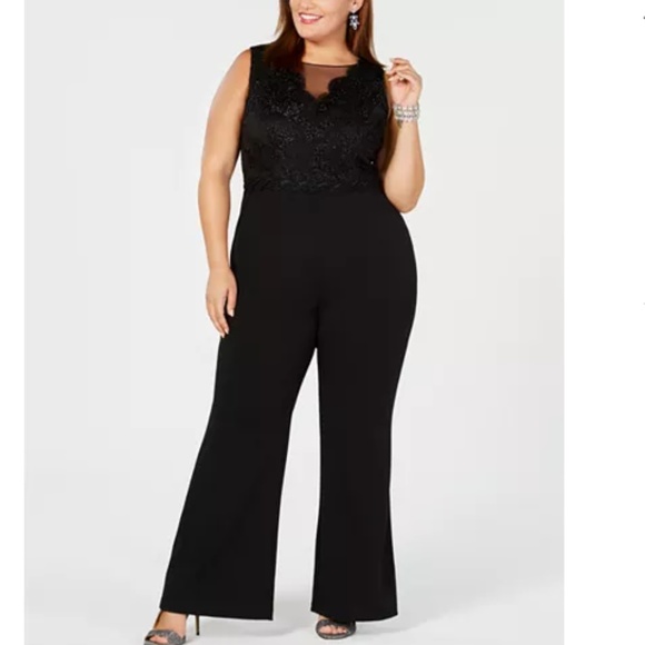 Adrianna Papell Pants - NWT Adrianna Papell Metallic Lace Jumpsuit 18W